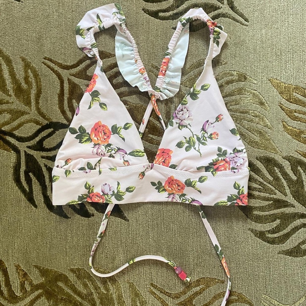 Aerie Longline Triangle Ruffle Bikini Top